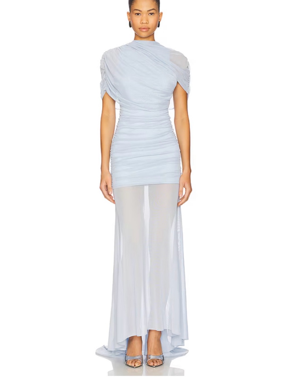 Amanda Uprichard x REVOLVE Evianna Mesh Gown in Baby Blue